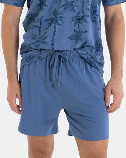 Pijama Corto de Hombre 100% Algodón Estampado Palmeras