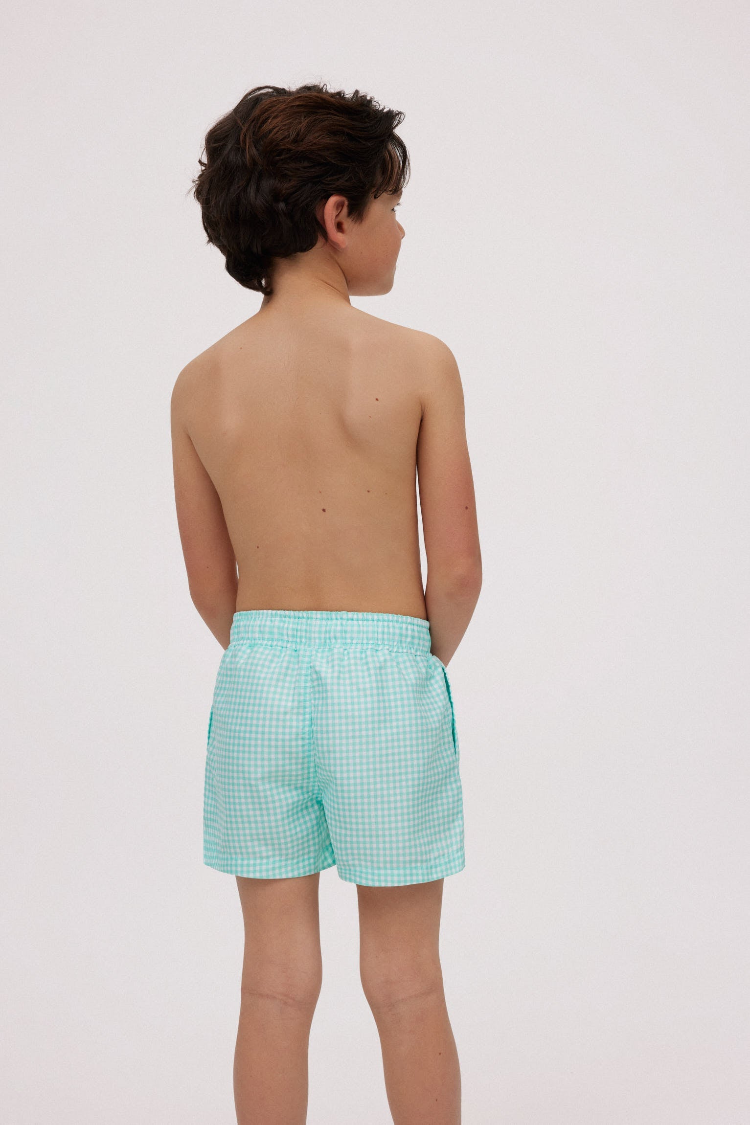 Bañador niño corto estampado vichy
