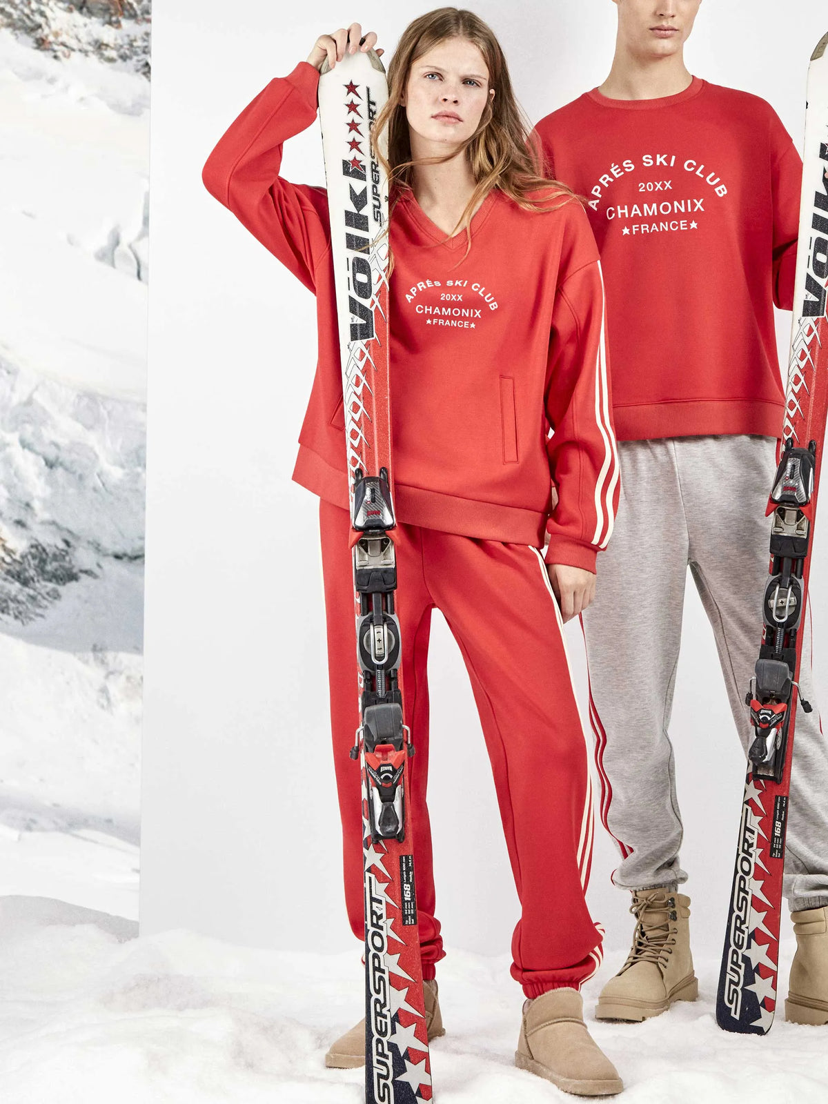 Pijama sport con lettering 'ski club chamonix'