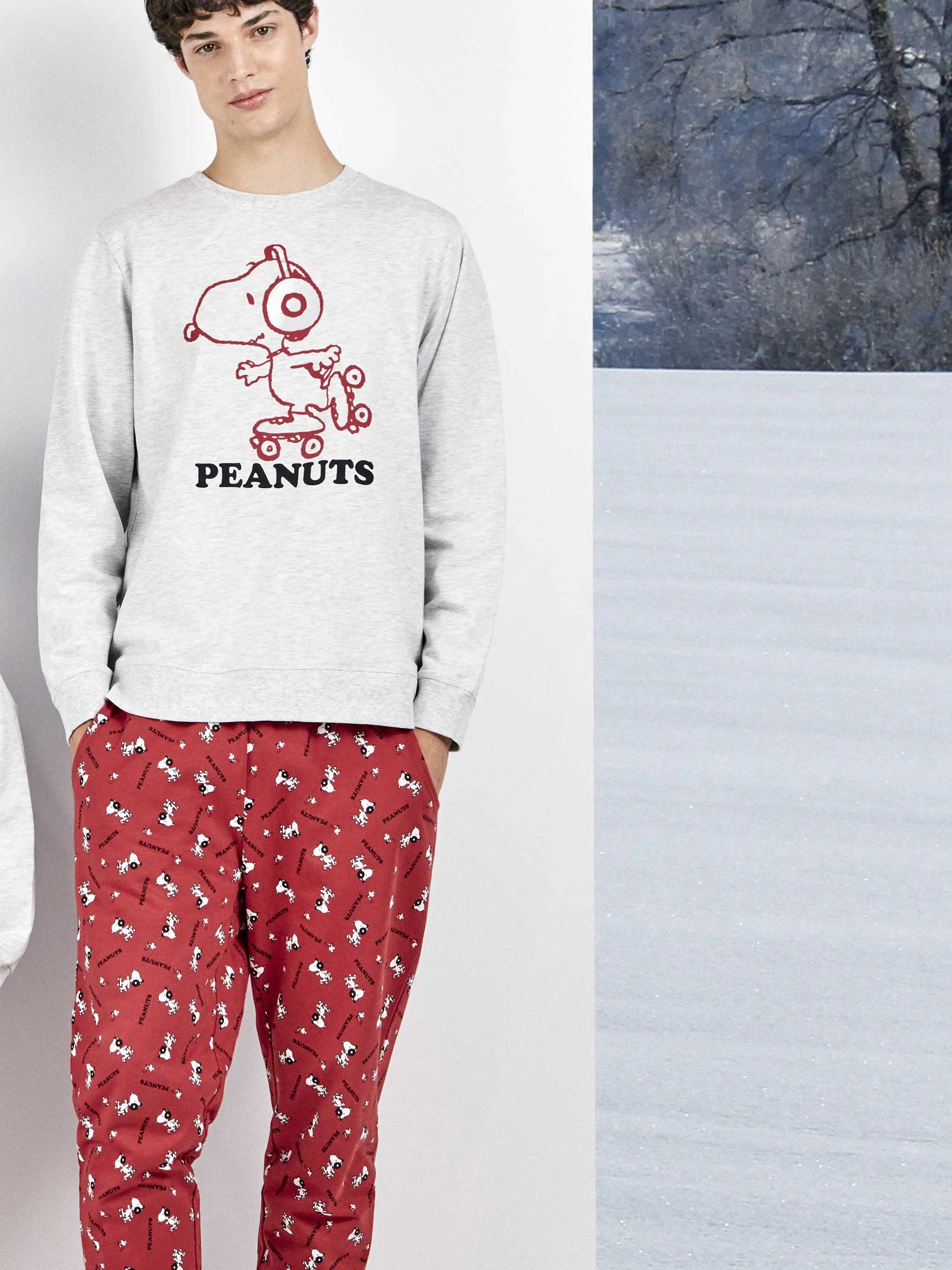 Conjunto pijama hombre de Snoopy en tejido de punto interlock