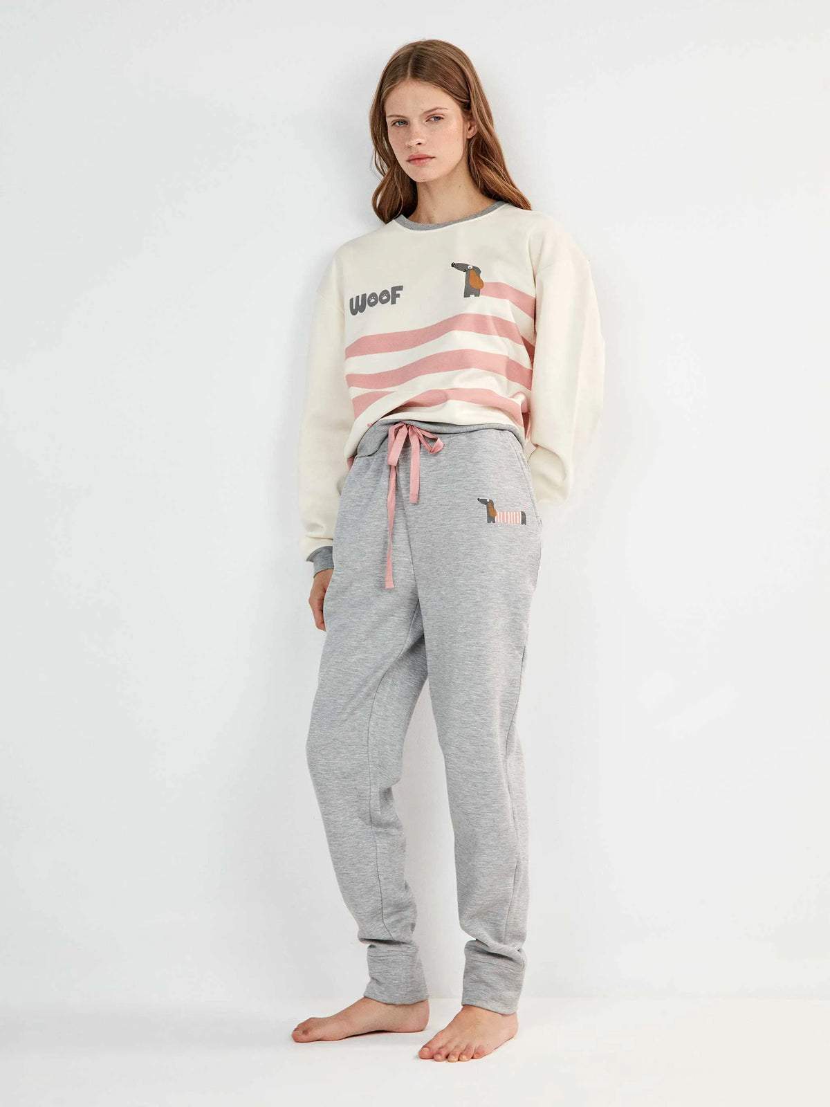 Pijama estampado en tejido de felpa elástica