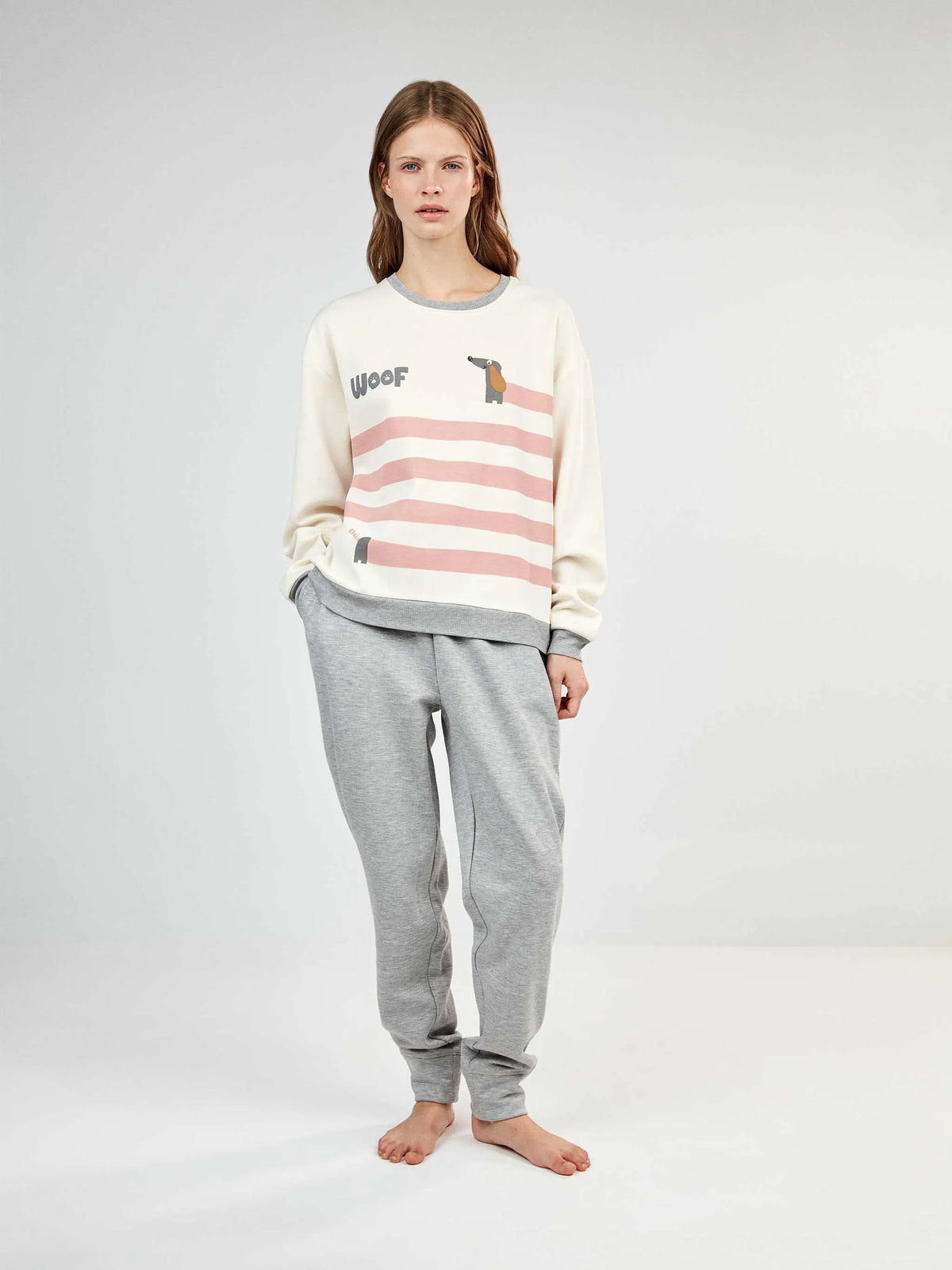 Pijama estampado en tejido de felpa elástica
