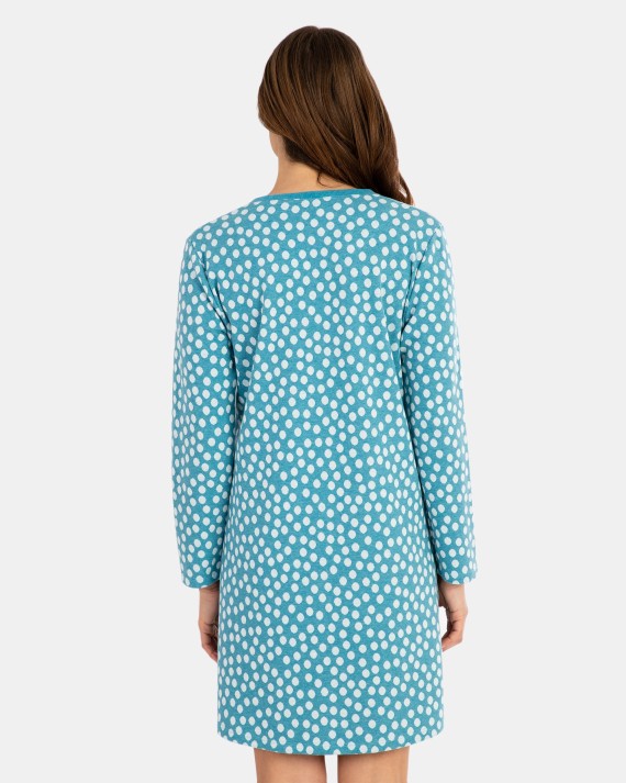 CAMISÓN CORTO DE MANGA LARGA EN TEJIDO JACQUARD