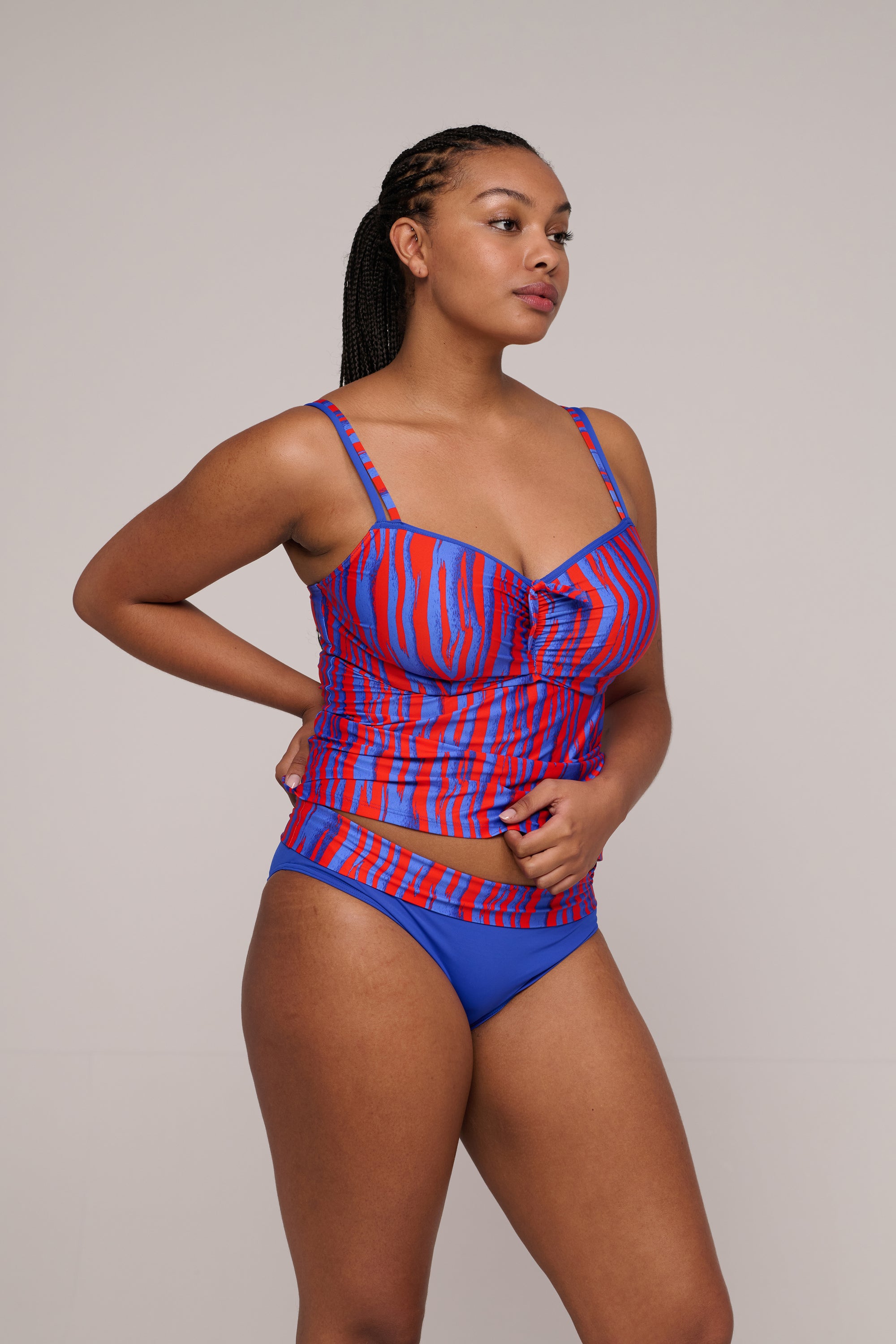 SKUDAI Wild stripes bikini braga plegable