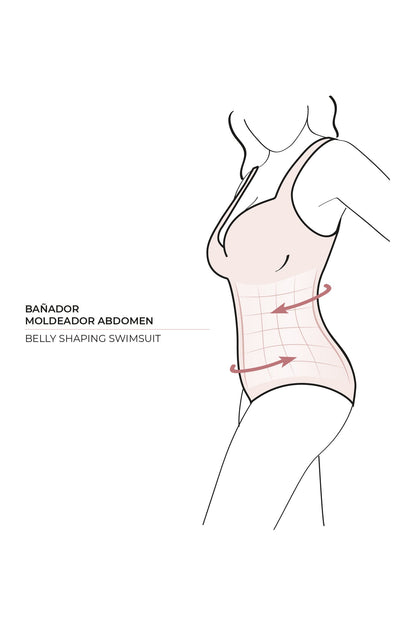Bañador moldeador bandeau estampado piqué