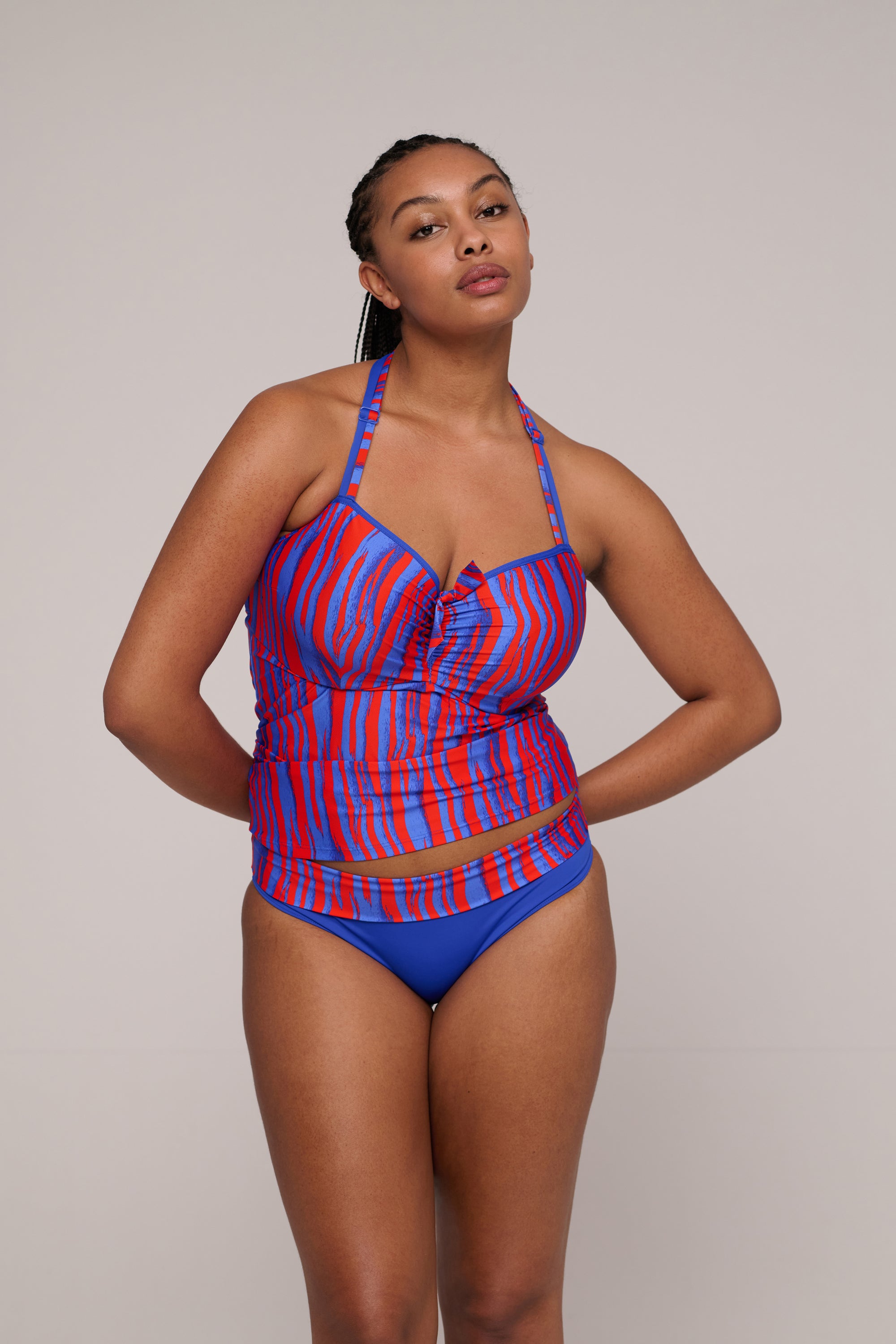 SKUDAI Wild stripes bikini braga plegable
