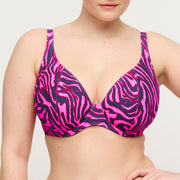 MALABO hot pink zebra bikini escote prof. con foam