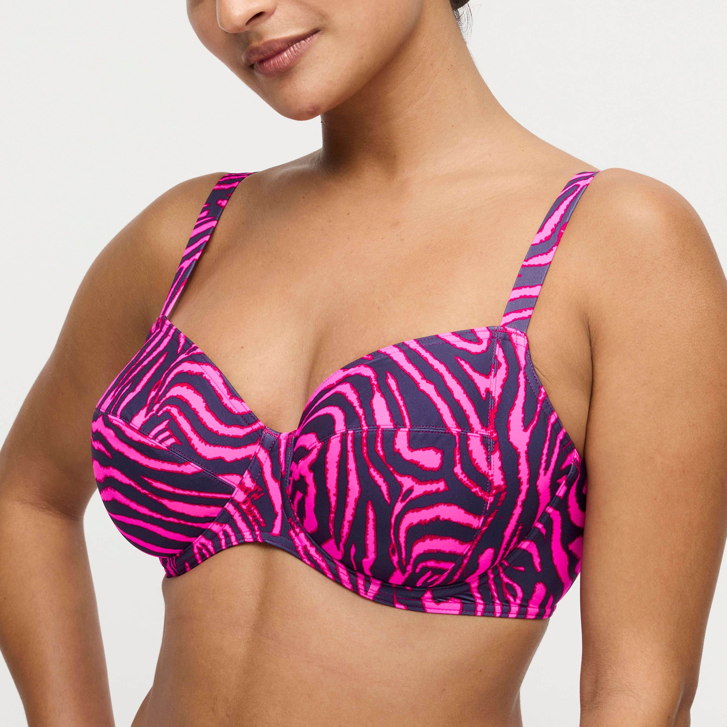 MALABO hot pink zebra bikini copa entera