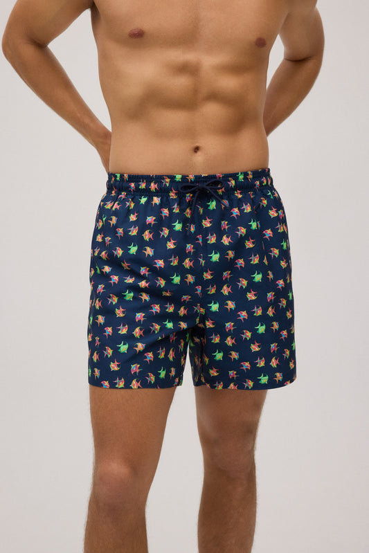 Bañador medio estampado peces marino