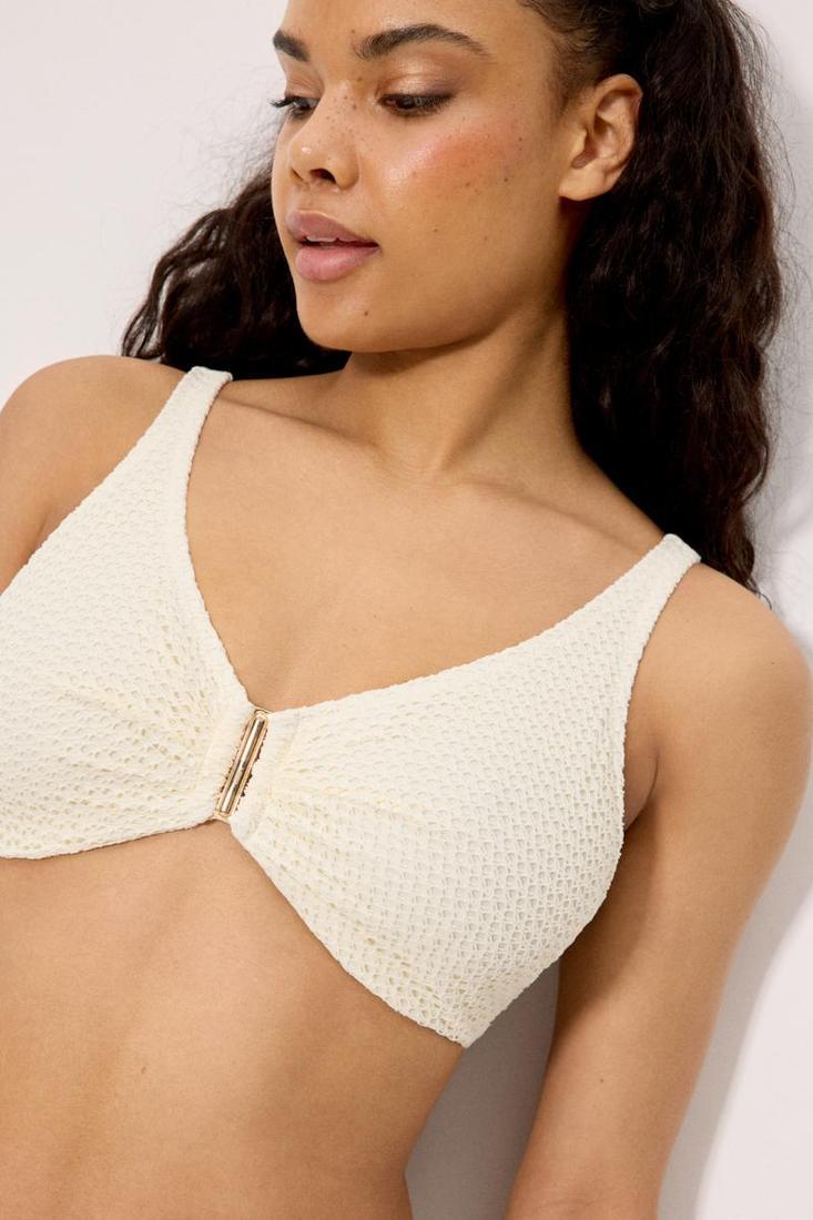 Conjunto bikini reductor tejido calado marrón copa C