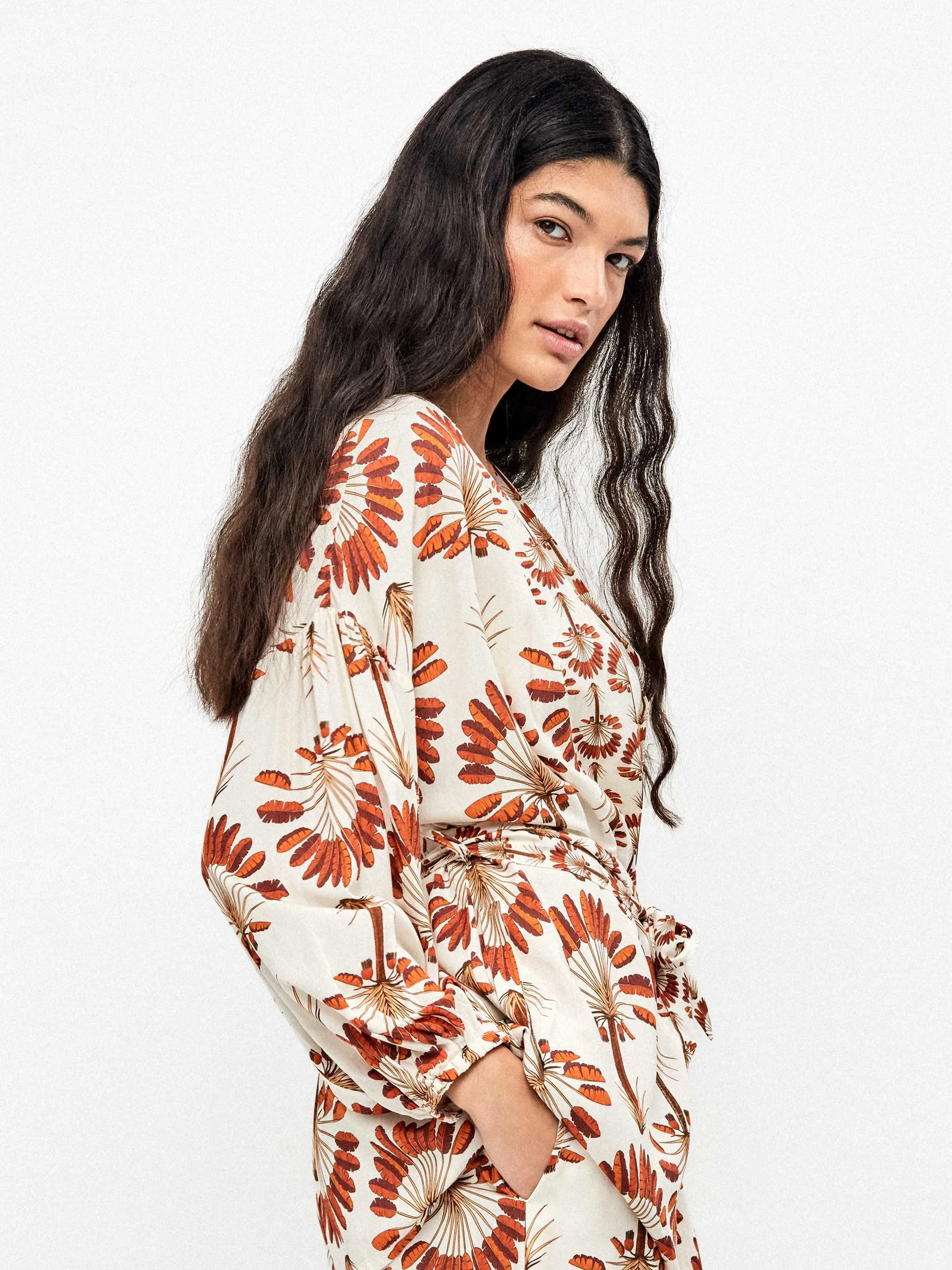 Kimono estampado palmeras