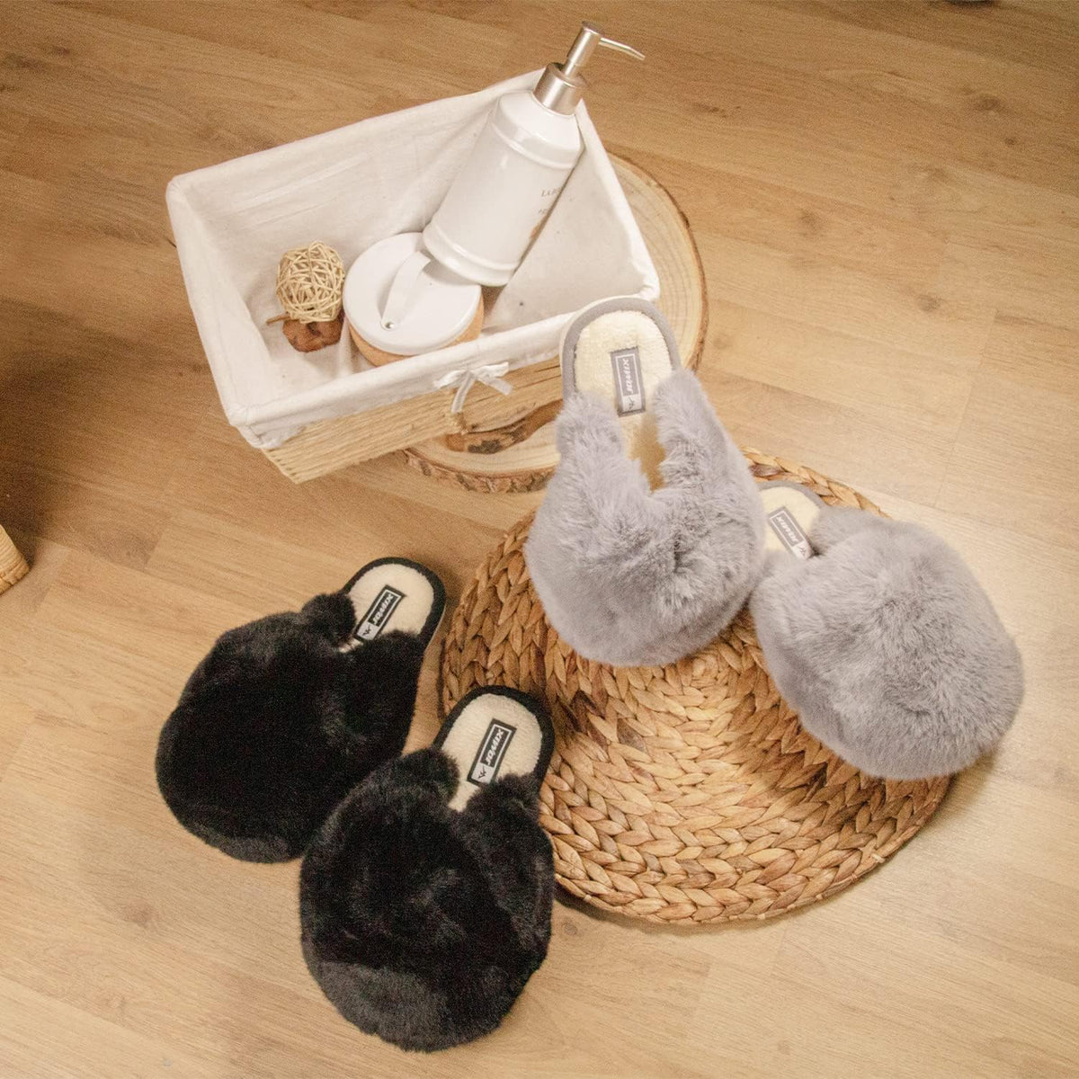 Pantuflas de Peluche Nube para Mujer negro 6
