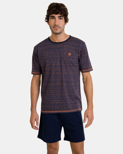 Pijama corto de hombre de punto en color marino vigoré