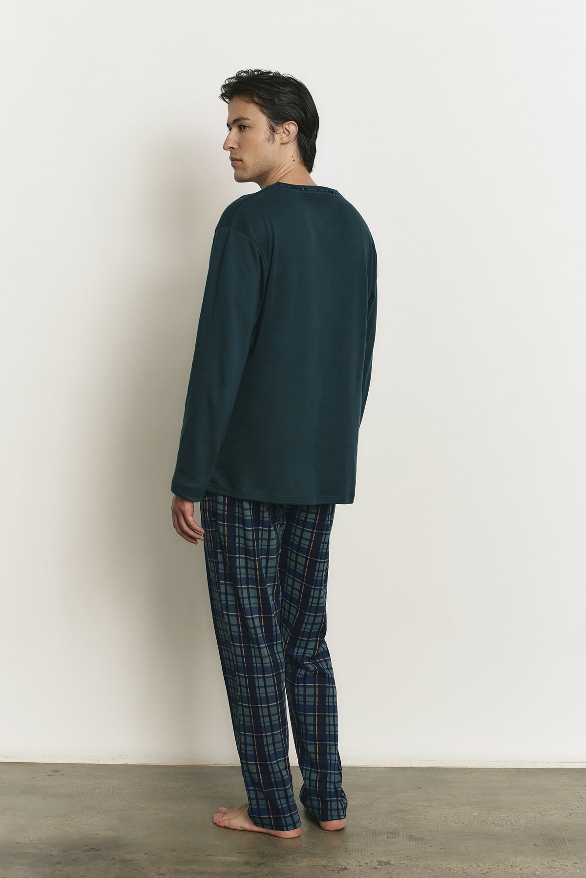 Pijama de hombre largo 100% algodón con acabado interior muy suave Cuadros