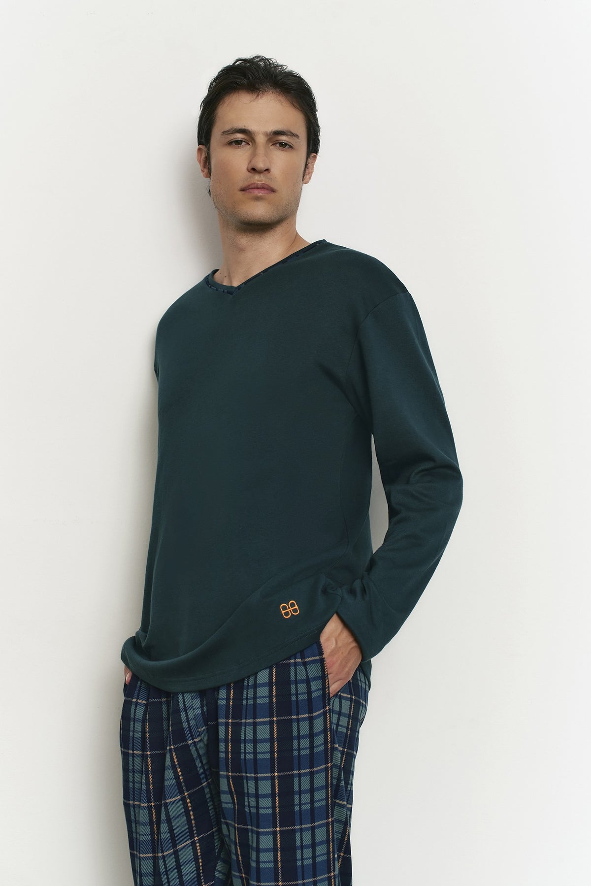 Pijama de hombre largo 100% algodón con acabado interior muy suave Cuadros