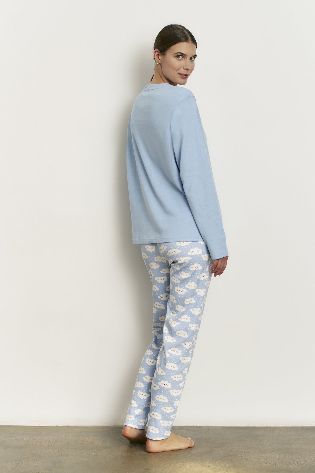 Pijama largo con camiseta manga larga algodón con interior suave Dreams
