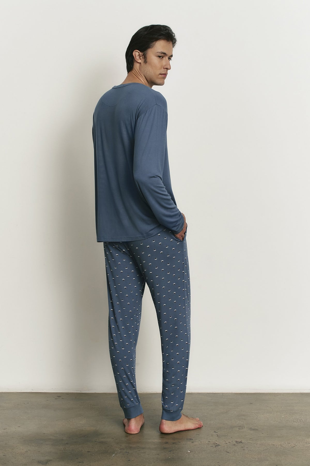 Pijama de hombre pantalón largo puño con camiseta manga larga viscosa Fox