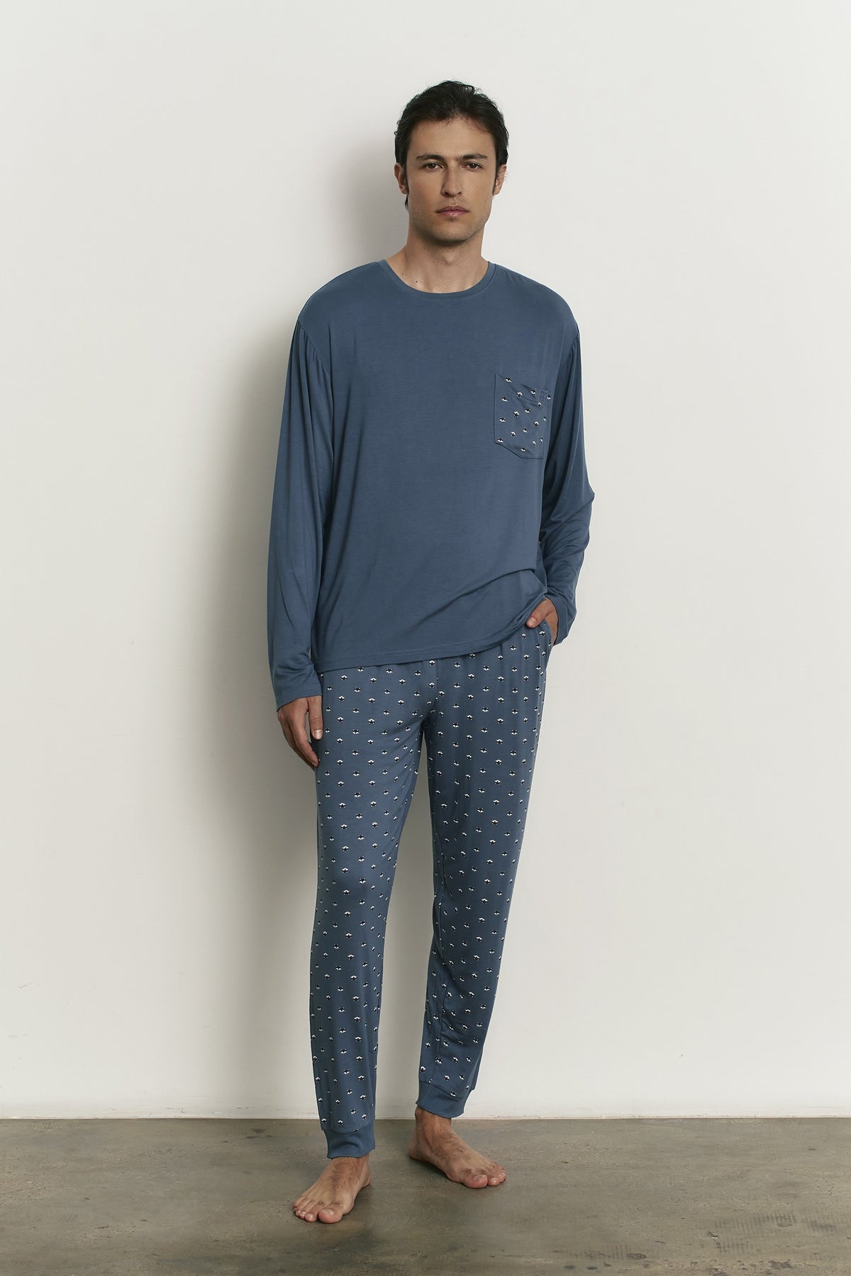 Pijama de hombre pantalón largo puño con camiseta manga larga viscosa Fox