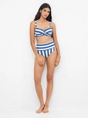 Conjunto bikini capacidad de rayas con detalles brillo