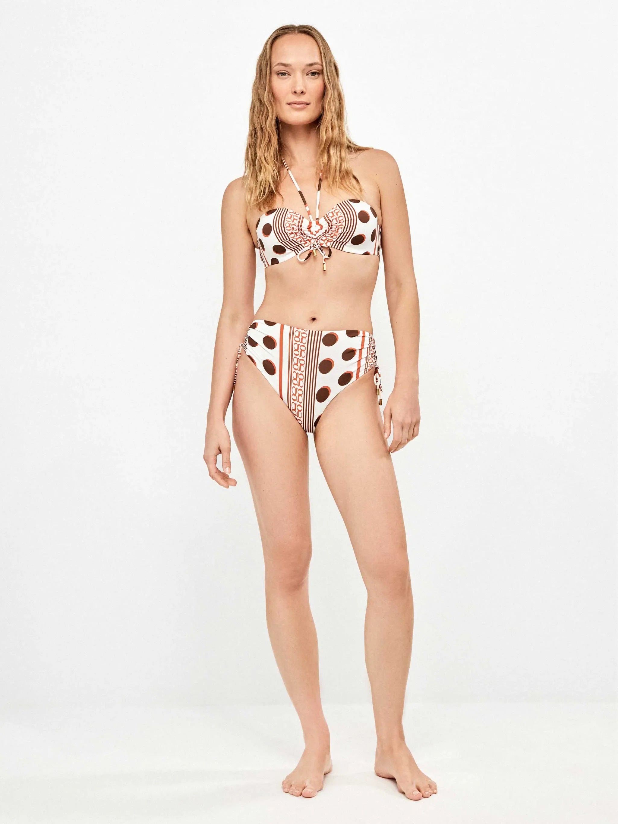 Conjunto bikini bandeau estampado monogram