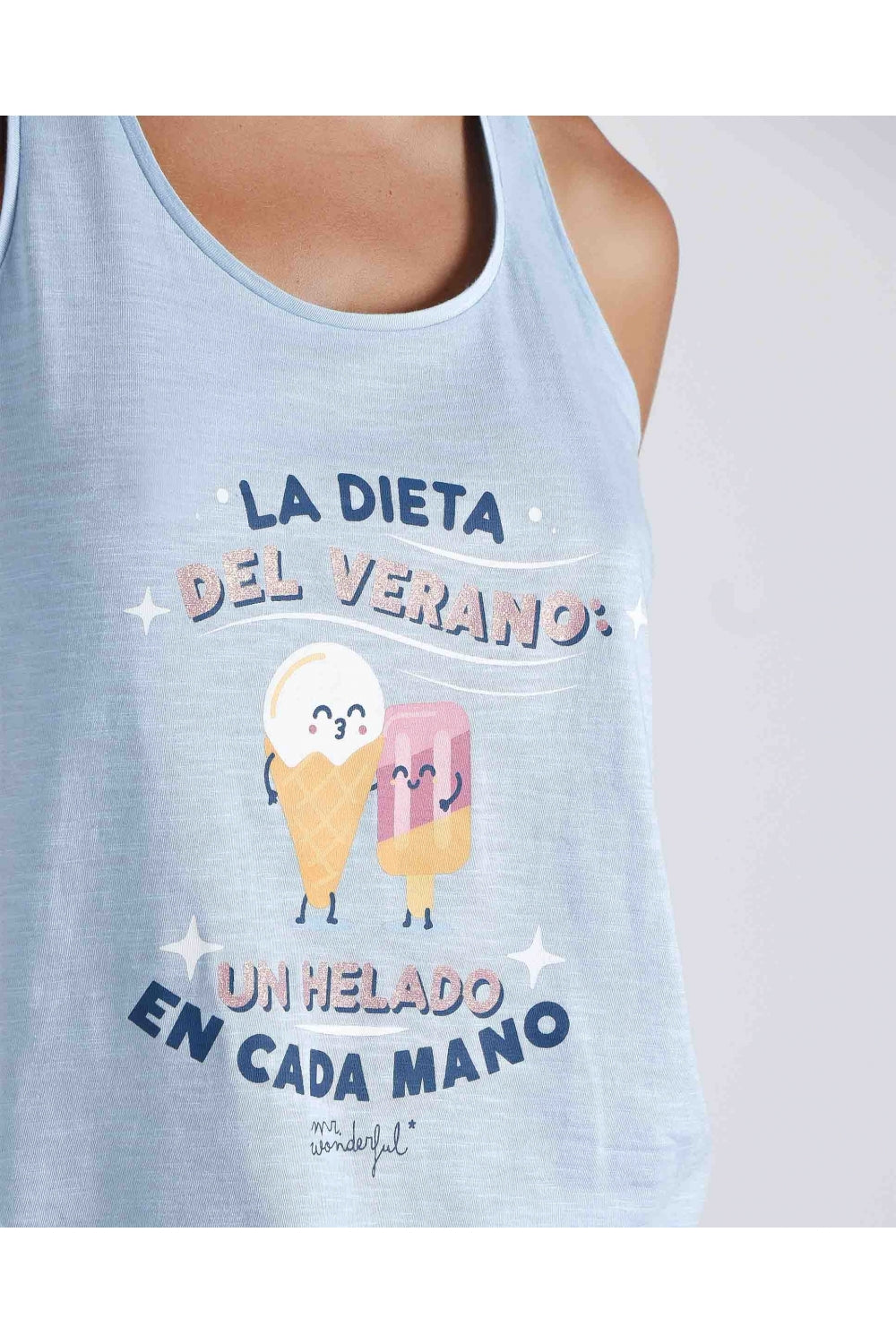 MR WONDERFUL Pijama Tirantes La Dieta del Verano para Mujer AZUL